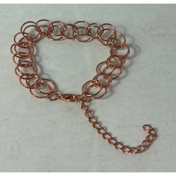 Copper Double Link Chain Bracelet 7.5 - 10 inches Long - Picture 2 of 3